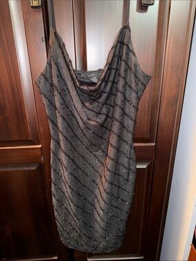 Black Cowl-Neck Mini Dress